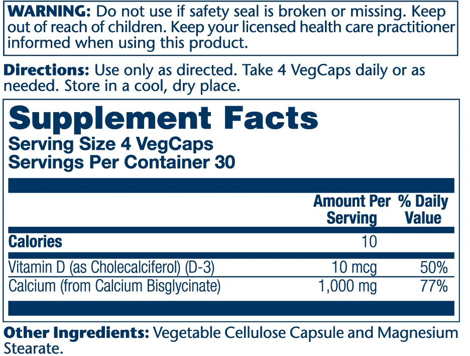 Calcium Bisglycinate w/D-3 1000mg - Image 2
