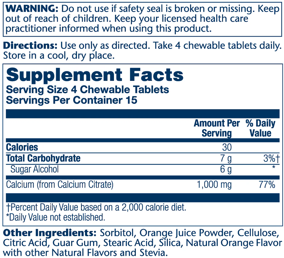 Calcium Citrate Chewables - Orange 1000mg - Image 2