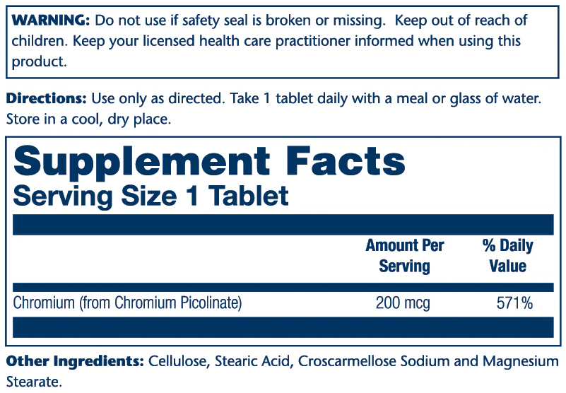 Chromium Picolinate 200mcg - Image 4