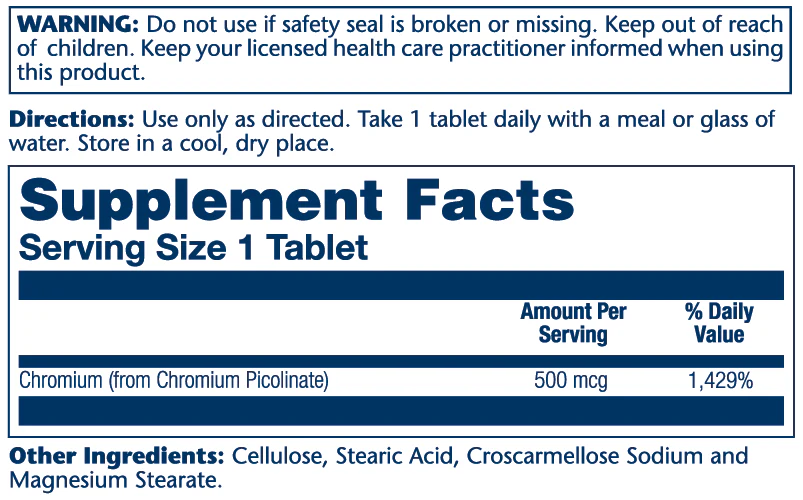 Chromium Picolinate 500mcg - Image 2