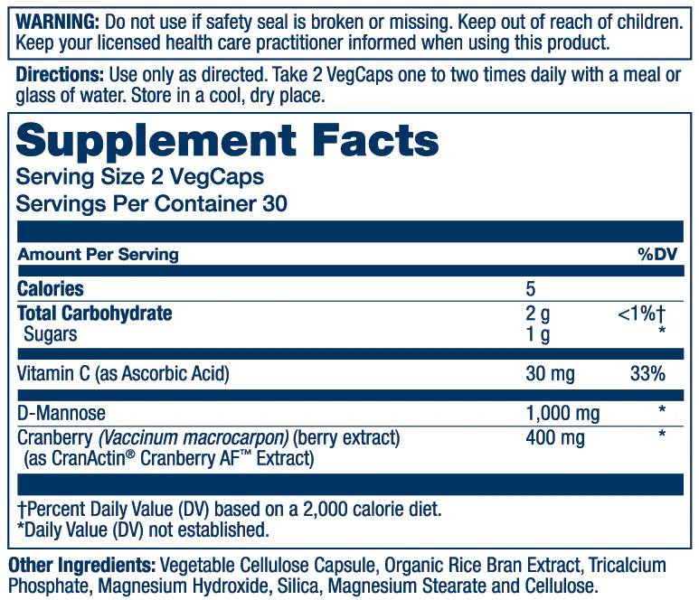 D-Mannose With Cranactin Cranberry Extract 1000mg - Image 2