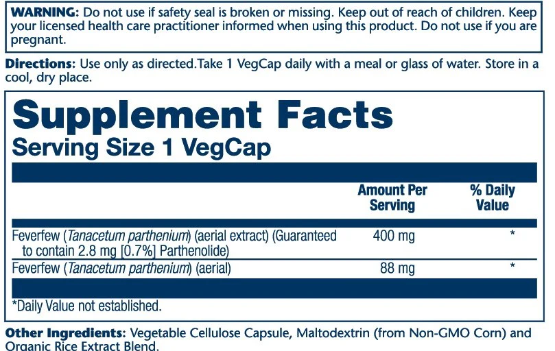 Feverfew Leaf Extract 400mg - Image 2