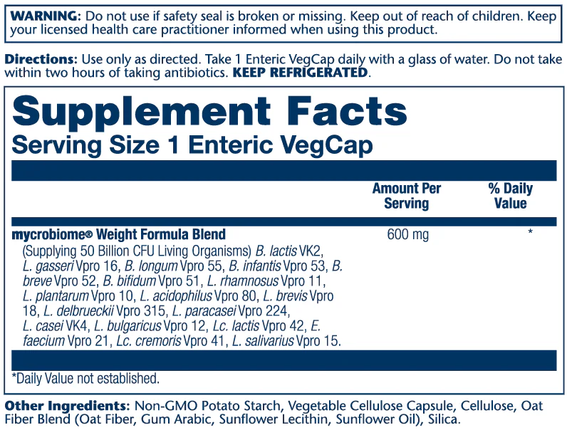 Mycrobiome Probiotic Weight Formula, 50 Billion, 18 Strain Once Daily - Image 3