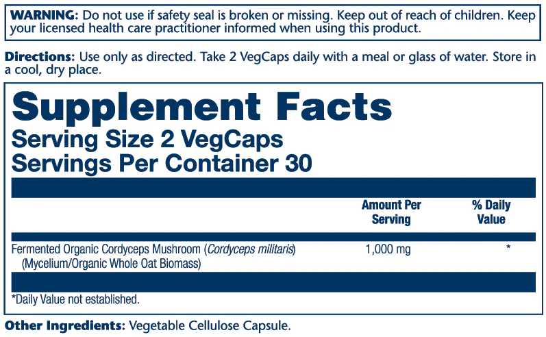 Org Grown Fermented Cordycep 1000mg - Image 2