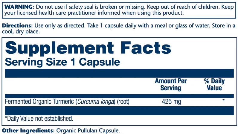 Organic Frmtd Turmeric Root 425mg - Image 2