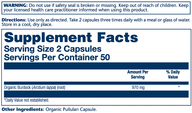 Organic Burdock Root 970mg - Image 2