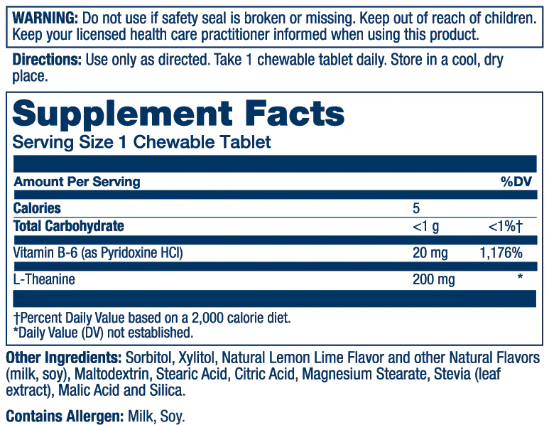Sugar-Free L-Theanine Chewable, Lemon-Lime Flavor - Image 2