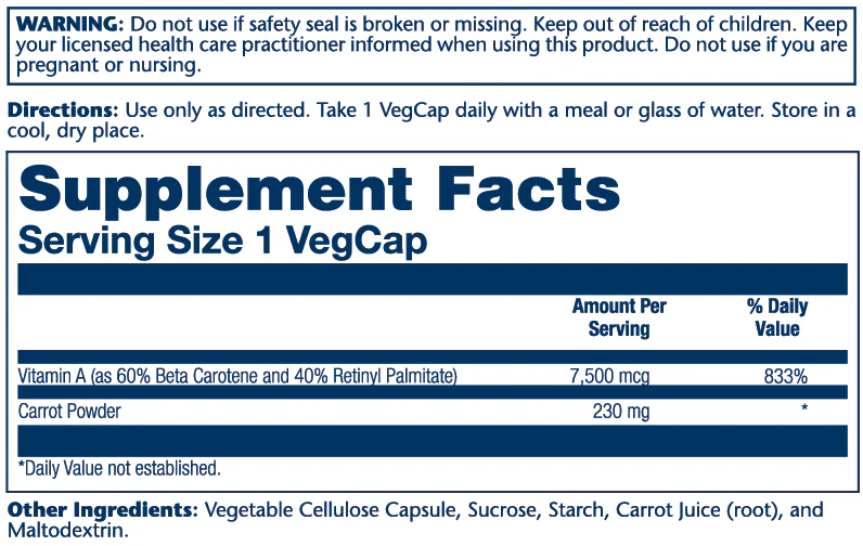 Vitamin A, Dry Form 7500mcg - Image 2