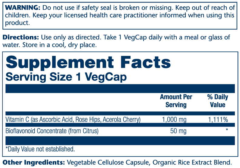 Vitamin C with Rose Hips, Acerola & Bioflavonoids 1000mg - Image 3