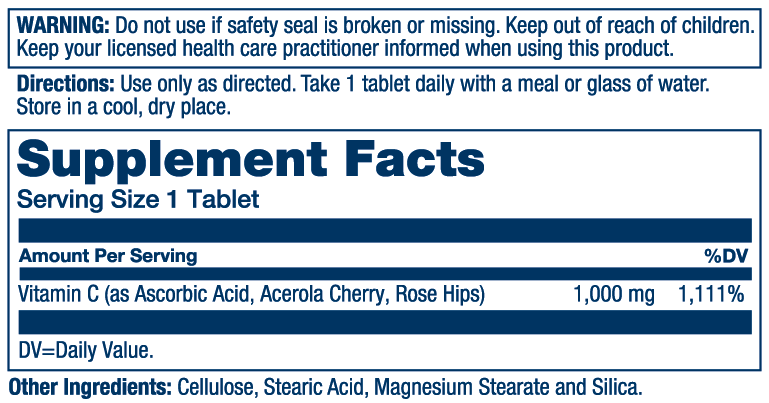 Vitamin C With Rose Hips & Acerola 1000mg - Image 3