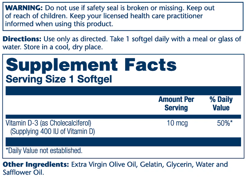 Vitamin D-3 - 10mcg - Image 2
