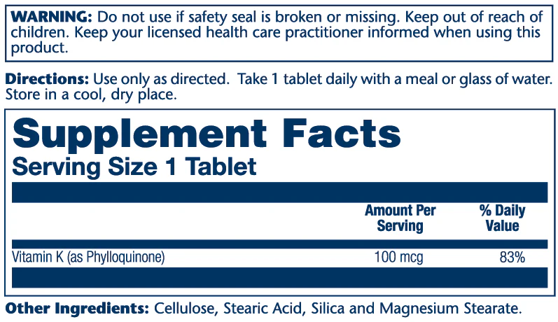 Vitamin K-1, 100mcg - Image 2